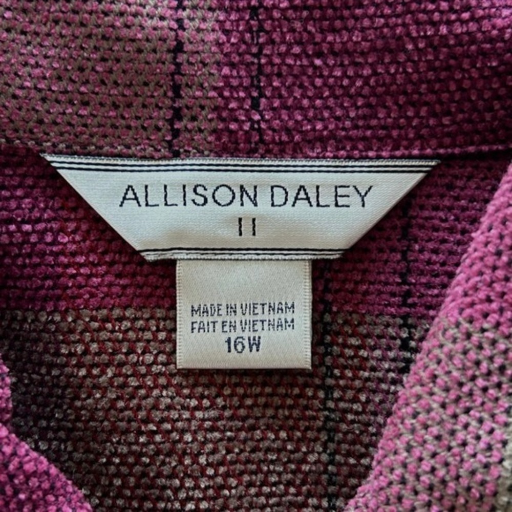 Allison Daley Red & Pink Plaid Zip Up Jacket Long Sleeve Jacket Coat Size 16W - Picture 8 of 11